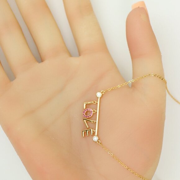 Dainty Rose Gold LOVE Pendant Necklace with Adjustable Chain, XPNL0203 - Picture 6 of 13